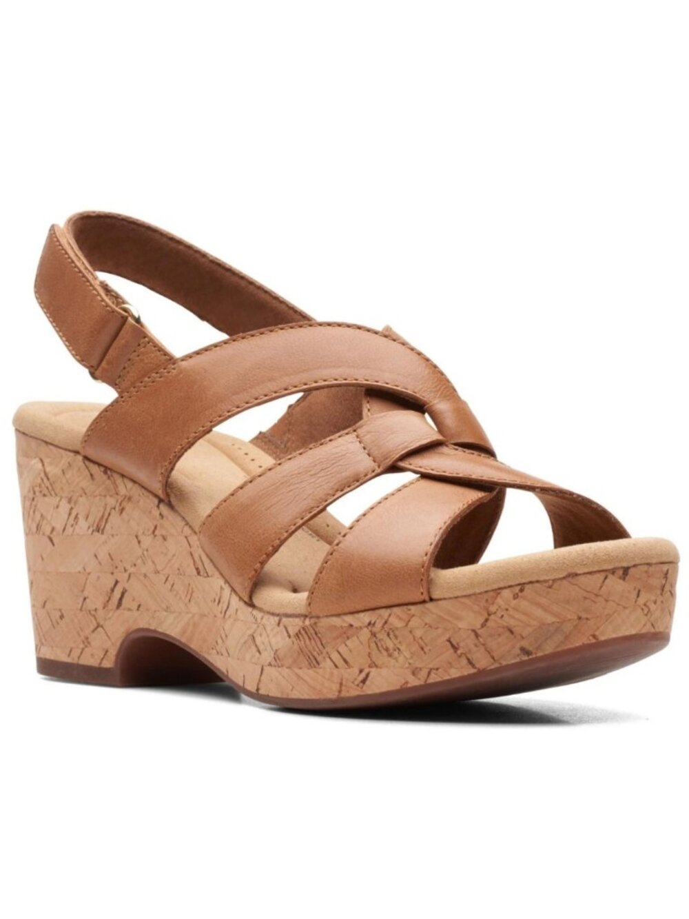 Clarks Giselle Beach Wedge Sandals – Tan Leather – Women’s Size 9 M NWT